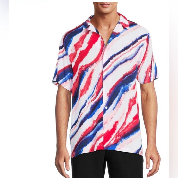 Men’s‎ lightweight Resort breezy vacation patriotic Americana button down shirt - Picture 2 of 5